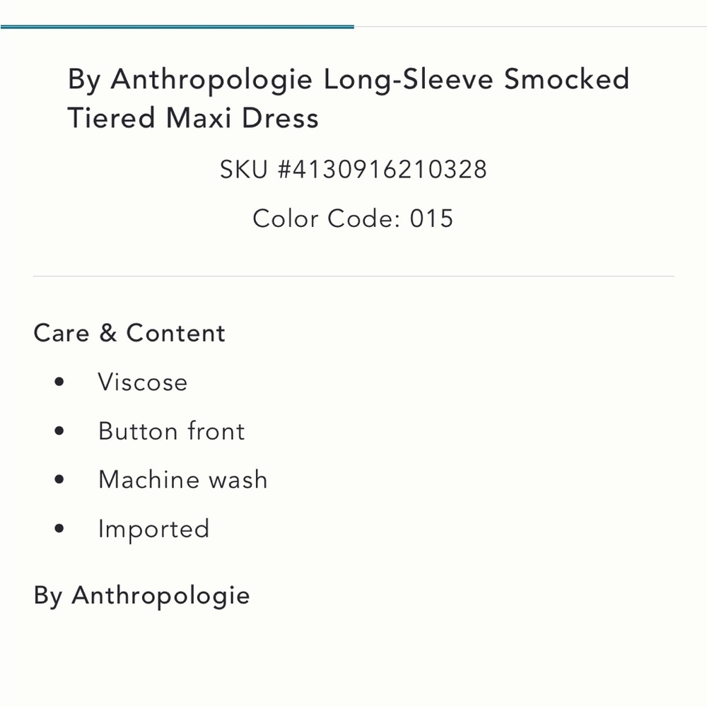 ✨ Anthropologie Long-Sleeve Smocked Tiered Maxi Dress Sz M - Picture 9 of 9